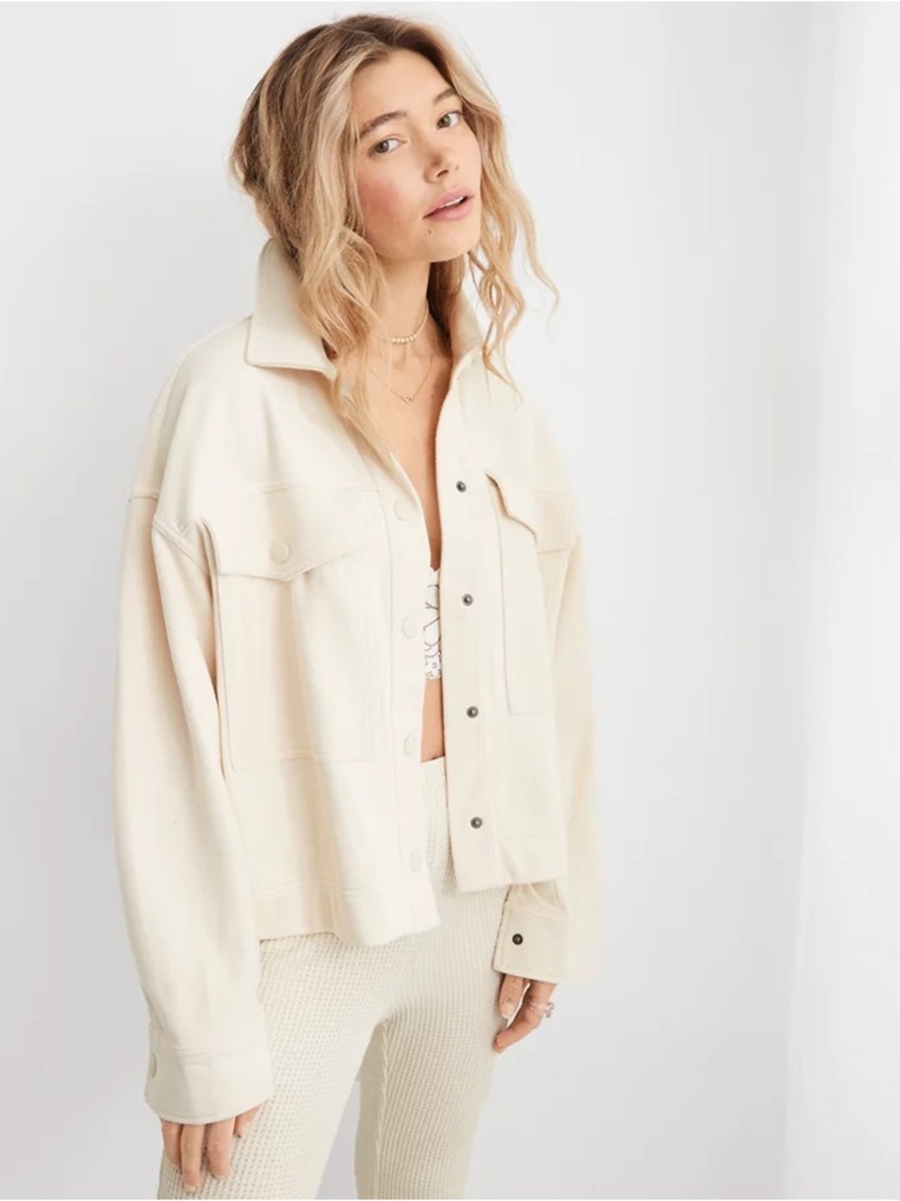 NWT Aerie Oversized Cream Shacket Jacket – XL